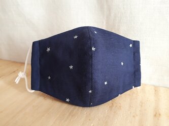 ♪新春SALE♪立体マスク[M]＊星降るダブルガーゼ×抗菌加工ダブルガーゼ(グレー)＊３重仕立ての画像