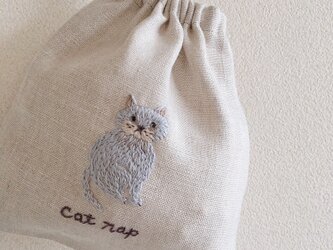 おさんぽ巾着ミニ　cat napの画像