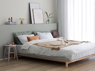 受注生産 職人手作り ベッド セミダブル スノコ ローベッド 天然木 家具 寝具 木目 木工 無垢材 エコ LR2018の画像