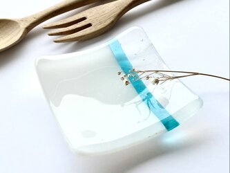 白色とマーブルと新緑色の豆皿　箸置き　ガラス工芸　食器　小物置き　小皿　プレート　お皿　ギフトの画像