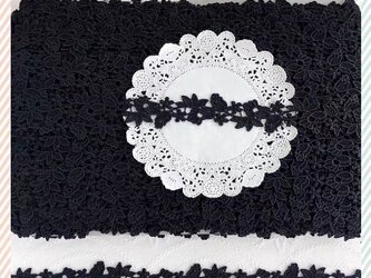 【1m】お花柄 黒いレースリボン ケミカルリボン ロココ調 手芸 素材 ブラック 黒レースの画像