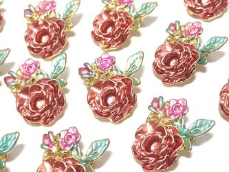 アンティークローズ 薔薇チャーム 6個【バラの花パーツ ピアス ハンドメイド素材】の画像