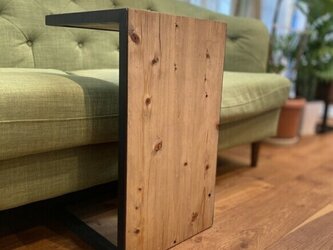 木とアイアンのソファー用2wayサイドテーブル【受注生産】の画像