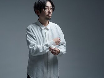 【wafu/Mサイズ】【受注製作】超高密度リネン ピンタック シャツ / ホワイト t032k-wht1-mの画像