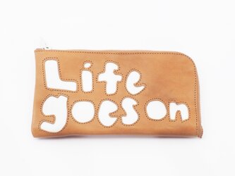 CowLeather LongWallet [life goes on]（黄）18×9/財布/wl001lifeの画像