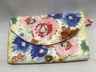 木綿　花柄　17ポケットじゃばらとファスナーポケット　カードケースの画像