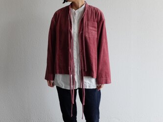 【在庫あり】木間服装製作 / バンドカラージャケットコーデュロイ dark pink / unisexの画像