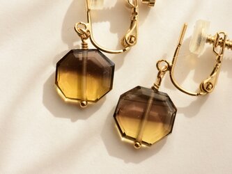 ［PE］[EC] Citrin×Smoky quartz  Earringの画像