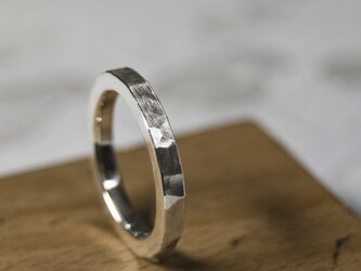 つや消し槌目 シルバーフラットリング 2.5mm幅 マットハンマー｜SILVER RING｜409の画像