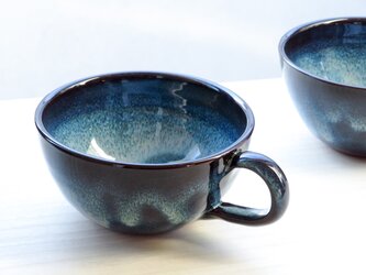 ✤再入荷✤：無名異焼のスープカップ：ブルーの画像