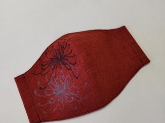 碧-ao-×善工房コラボ和柄マスク（糸菊）朱赤の画像