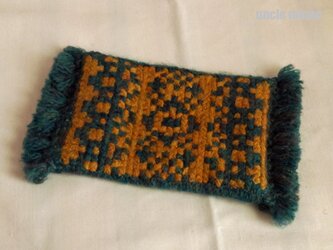 ドール用ツヴィスト刺繍のアルパカ混ラグ（80×115サイズ）Laurel Green　1/12ミニチュア・ファブリックの画像