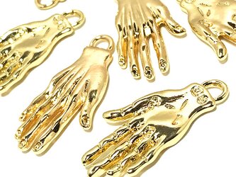 魔術師の怪しげな手チャーム ゴールド 6個【謎刻印 手ピアス イヤリングパーツ ハンドメイド素材】の画像