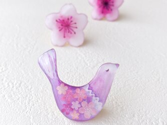 幸せな小鳥のブローチ(桜)の画像