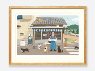 イラストフレーム（47.猫町の鮮魚店）の画像