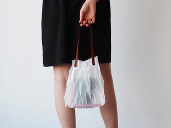 zero：Pleats bag - S（ヘリンボーン）：プリーツ バッグ　軽い　透ける　透明感の画像