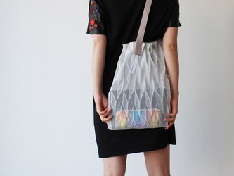 zero：Pleats bag - L（ヘリンボーン）：トート バッグ　プリーツ　軽い　透ける　透明感の画像