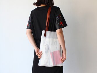 zero：Pleats bag - L（ストライプ）：トート バッグ　プリーツ　軽い　透ける　透明感の画像