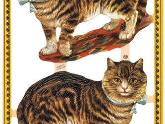 イギリス製クロモス 空色リボンの猫 ラメなし DA-CHE001の画像
