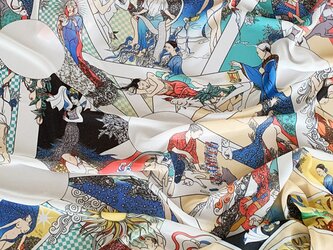 タロットに動物と植物があふれる不思議柄ショール　幅70cmタイプ（コーラルピンク）の画像