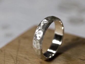 つや消し槌目 シルバープレーンリング 5.0mm幅 マットハンマー｜SILVER RING｜424の画像