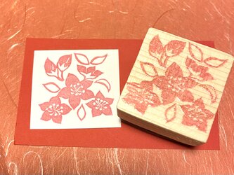 ✿季節のはんこ✿【桃の花】4×4㎝の画像