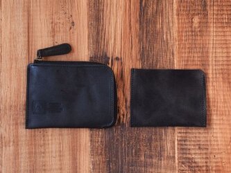 姫路産 馬革 L型コインケース 財布 手もみ シュリンク加工 ブラック ギフト JAK015の画像