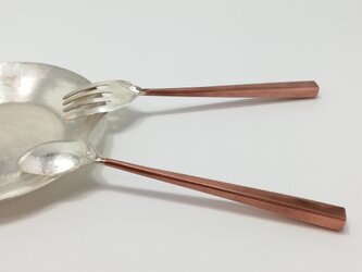【化粧箱入り】銀＆銅　接ぎ合わせのスプーンとフォークの画像