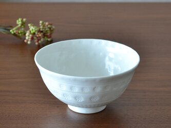 白砂三島彫 飯碗の画像