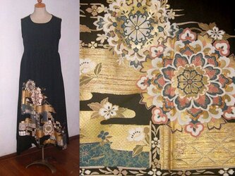 Sold Out留袖リメイク♪華文模様が素敵な留袖ワンピース・イレギュラーヘム・ハンドメイド・ボレロ付きの画像
