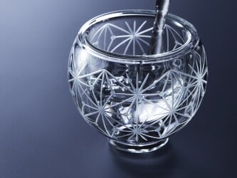 「冷酒がぬるくなりにくい」東京切子ぐい吞み　ダブルウォールグラス　千代紙（mini）の画像