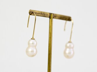Fresh water pearl straight hook pierce / K18YGの画像
