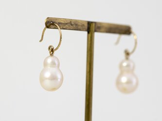 Fresh water pearl round hook pierce / K18YGの画像