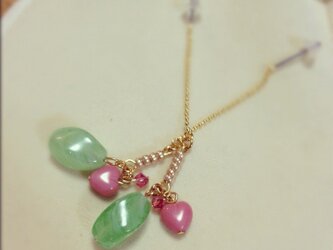 No.０２８　ハートとマーブルガラスのピアス（LGR）の画像