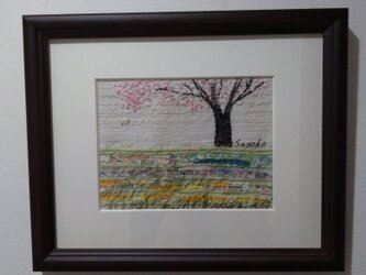 額｢桜の頃｣スケッチ刺繍の画像