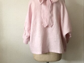 リネン・バックリボン・ドルマンブラウス(サクラピンク)の画像
