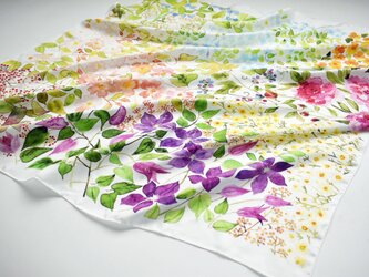 シルクツイルスカーフ「garden」の画像