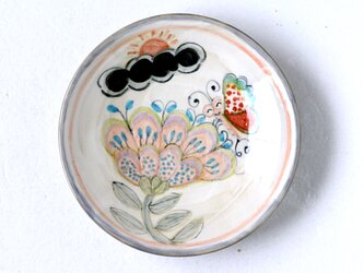 水彩画調/花と蝶絵の六寸皿Ⅰの画像