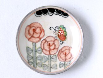 水彩画調/花と蝶絵の六寸皿Ⅲの画像