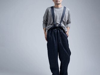 【wafu】【受注製作】Linen overalls 岡山産リネンデニム サロペット/ダークインディゴ b022a-din3の画像