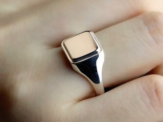 〈silver925〉step signet ring “Middle”2〜25号 /シグネットリング　受注生産〈LR026M〉の画像
