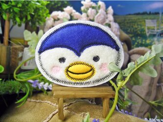 ★ほっぺにペンギン★もこもこワッペン★アイロン★白青ｆ10-1枚の画像