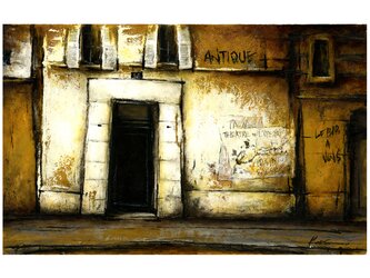 風景画 パリ 油絵「街のアンティーク店」の画像