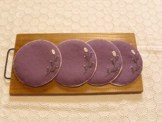 刺繡のまるこいコースター4枚セット①の画像