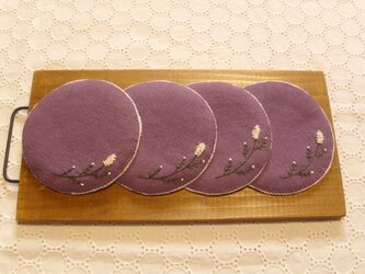 刺繍のまるこいコースター4枚セット②の画像