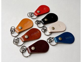 栃木レザー＊刻印サービス しずく型 キーリング キーホルダーの画像
