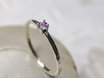槌目 ピンクアメジスト ラウンド3mm シルバープレーンリング 1.5mm幅 凸凹｜SILVER RING｜444の画像