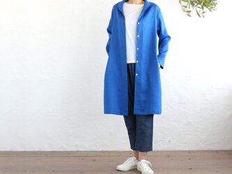 リネン ショールカラー 2wayシャツコート 羽織り （ロイヤルブルー）CO01の画像