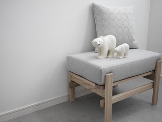 スツール/オットマン /オーク無垢材/oak/stool/ottoman/天然繊維/コットン/リネンの画像