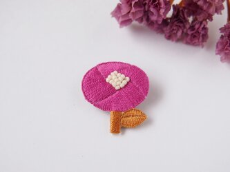 [受注制作]バラ一輪の刺繍ブローチ（pink)の画像